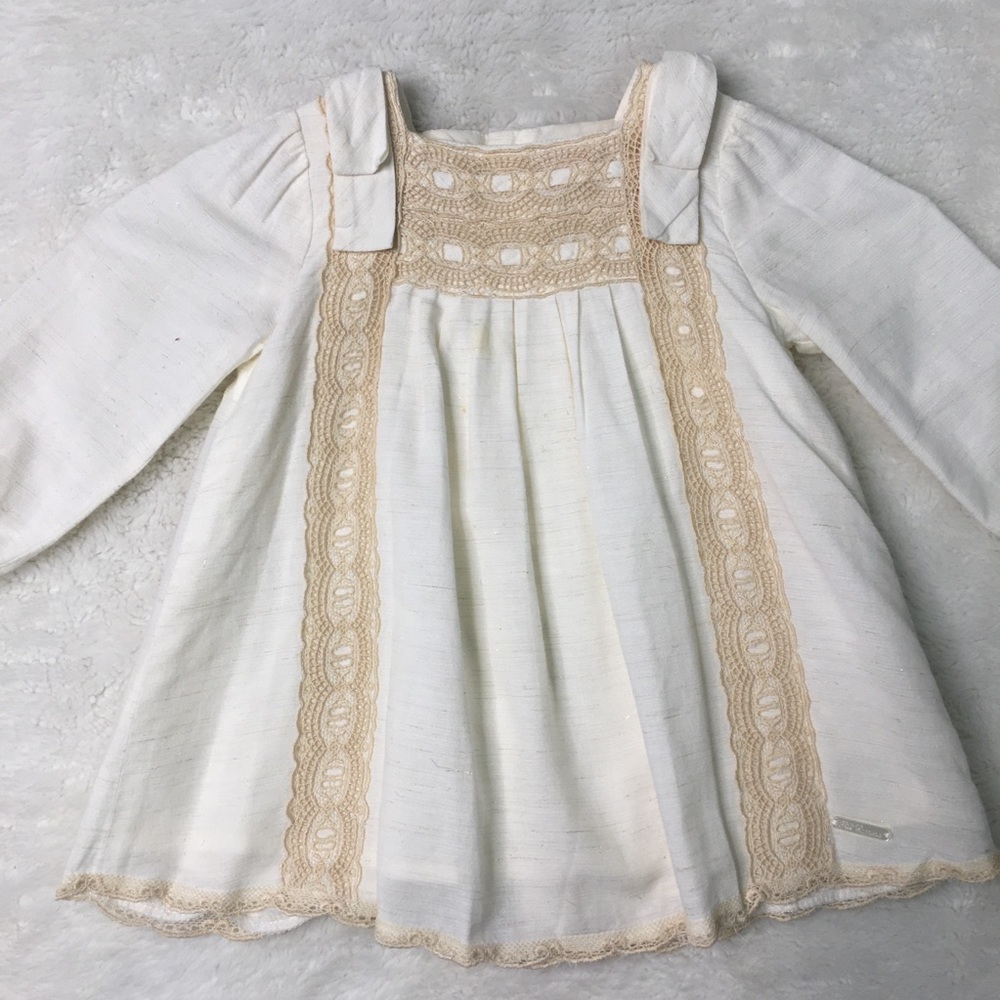 Pili Carrera Baby Girl Lace Cream Dress Size 6 M
